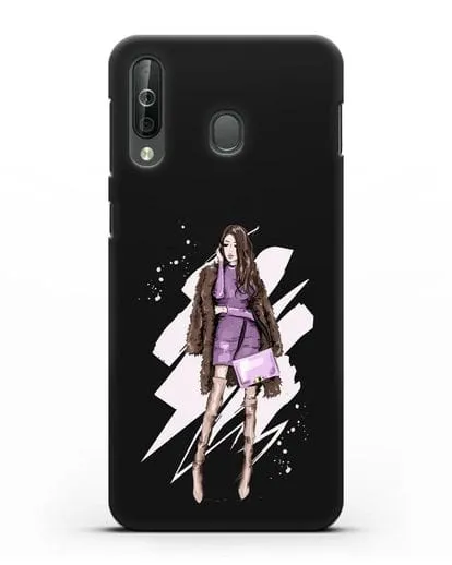 Чехол Девушка шатенка в шубе силиконовый для Samsung Galaxy A40s [SM-A507FN]