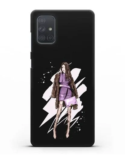 Чехол Девушка шатенка в шубе силиконовый для Samsung Galaxy A71 [SM-A715F]