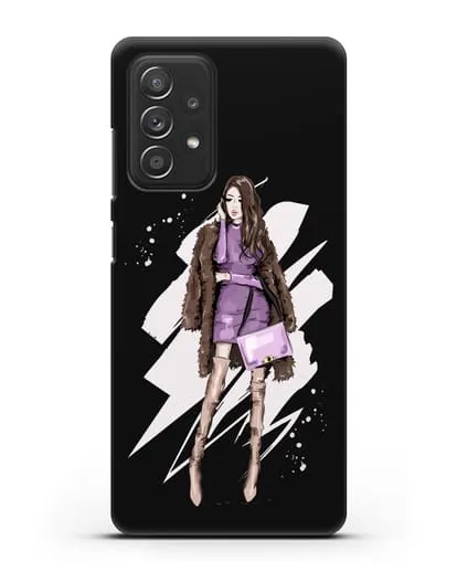 Чехол Девушка шатенка в шубе силиконовый для Samsung Galaxy A53