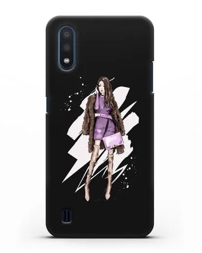 Чехол Девушка шатенка в шубе силиконовый для Samsung Galaxy M01 [SM-M015F]