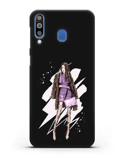 Чехол Девушка шатенка в шубе силиконовый для Samsung Galaxy M30 [SM-M305F]