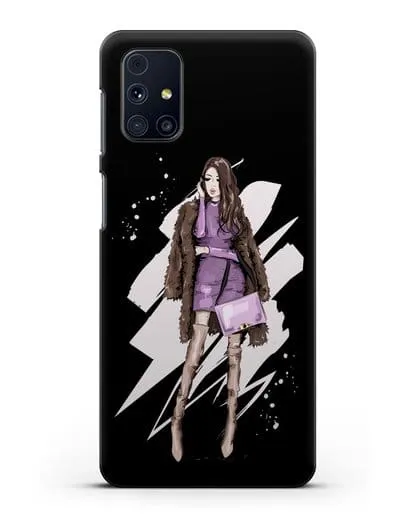 Чехол Девушка шатенка в шубе силиконовый для Samsung Galaxy M31s [SM-M317F]