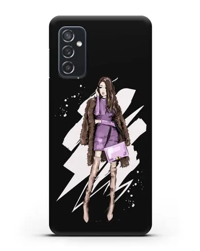 Чехол Девушка шатенка в шубе силиконовый для Samsung Galaxy M52 [M526B]