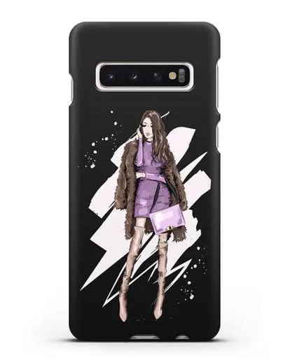 Чехол Девушка шатенка в шубе силиконовый для Samsung Galaxy S10 Plus [SM-G975F]