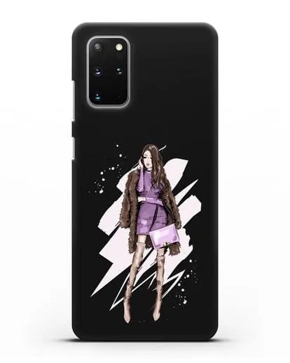 Чехол Девушка шатенка в шубе силиконовый для Samsung Galaxy S20 Plus [SM-G985F]