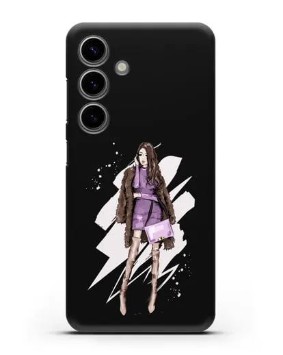 Чехол Девушка шатенка в шубе силиконовый для Samsung Galaxy S24