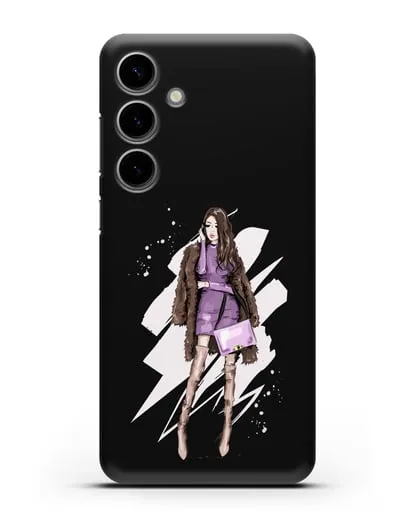 Чехол Девушка шатенка в шубе силиконовый для Samsung Galaxy S24 Plus