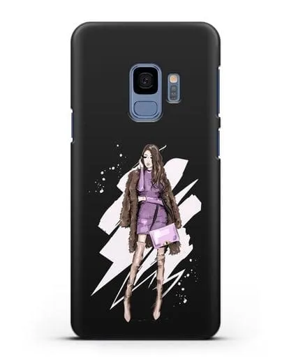 Чехол Девушка шатенка в шубе силиконовый для Samsung Galaxy S9 [SM-G960F]