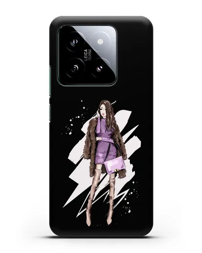 Чехол Девушка шатенка в шубе силиконовый для Xiaomi 14