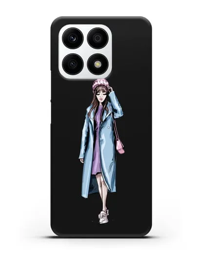 Чехол Девушка шатенка в голубом пальто силиконовый для Honor X8a