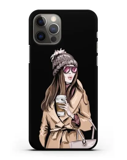 Чехол Девушка в пальто и кофе в руках силиконовый для iPhone 12 Pro