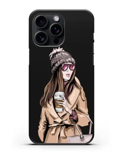 Чехол Девушка в пальто и кофе в руках силиконовый для iPhone 15 Pro Max
