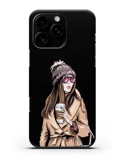 Чехол Девушка в пальто и кофе в руках силиконовый для iPhone 16 Pro Max