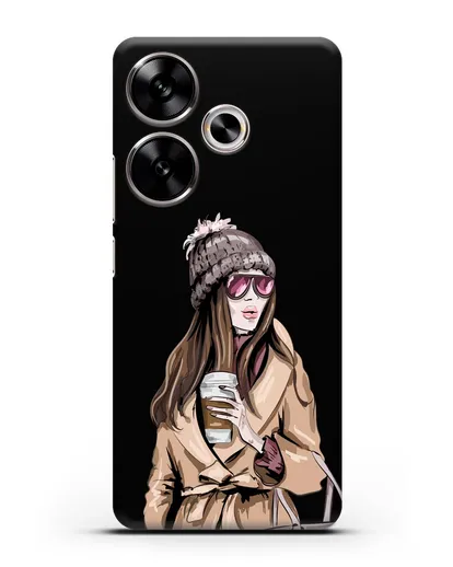 Чехол Девушка в пальто и кофе в руках силиконовый для Xiaomi Poco F6