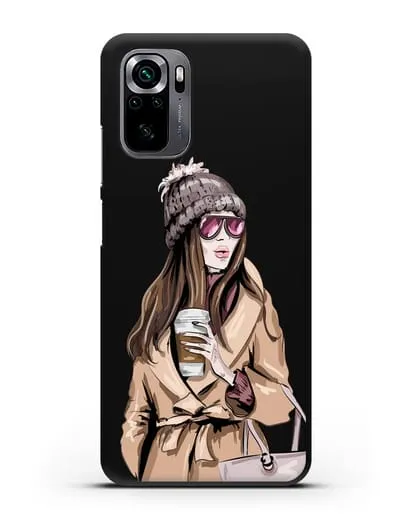Чехол Девушка в пальто и кофе в руках силиконовый для Xiaomi Poco M5s