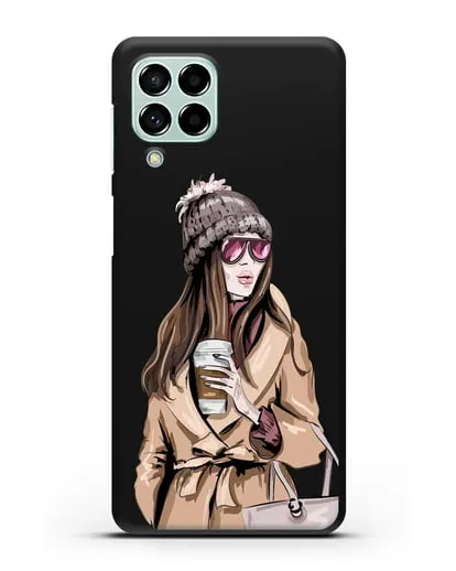 Чехол Девушка в пальто и кофе в руках силиконовый для Samsung Galaxy M53 [SM-M536]