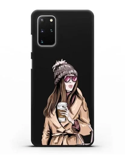 Чехол Девушка в пальто и кофе в руках силиконовый для Samsung Galaxy S20 Plus [SM-G985F]