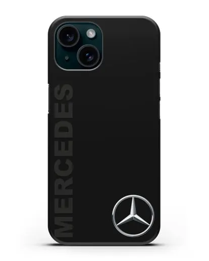 Чехол с надписью Mercedes и логотипом силиконовый для iPhone 15