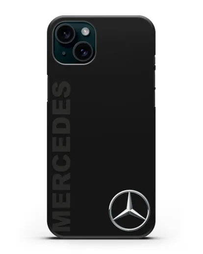 Чехол с надписью Mercedes и логотипом силиконовый для iPhone 15 Plus