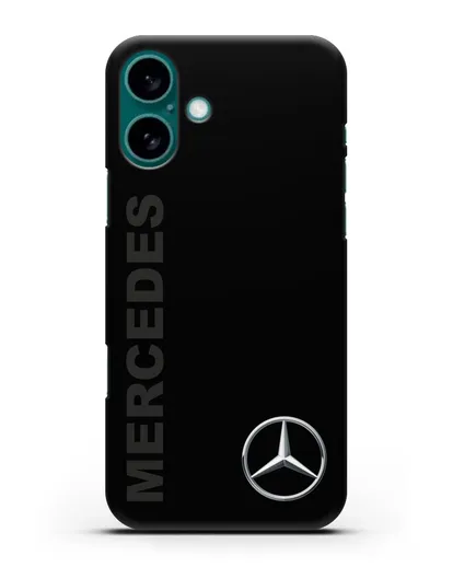 Чехол с надписью Mercedes и логотипом силиконовый для iPhone 16 Plus
