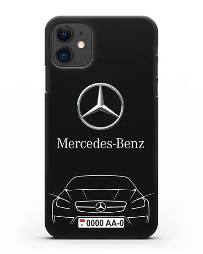 Чехол Mercedes Benz с автомобильным номером силиконовый для iPhone 11