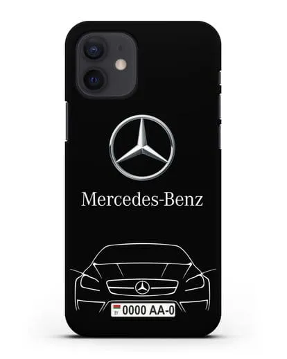 Чехол Mercedes Benz с автомобильным номером силиконовый для iPhone 12