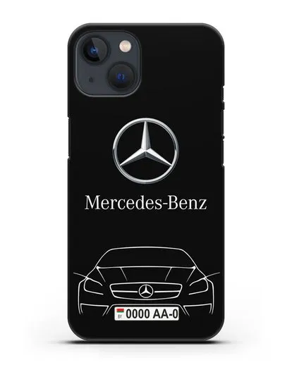 Чехол Mercedes Benz с автомобильным номером силиконовый для iPhone 13 Mini