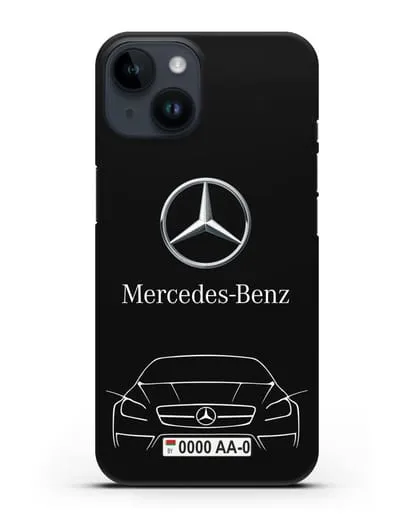 Чехол Mercedes Benz с автомобильным номером силиконовый для iPhone 14
