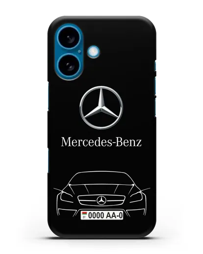 Чехол Mercedes Benz с автомобильным номером силиконовый для iPhone 16