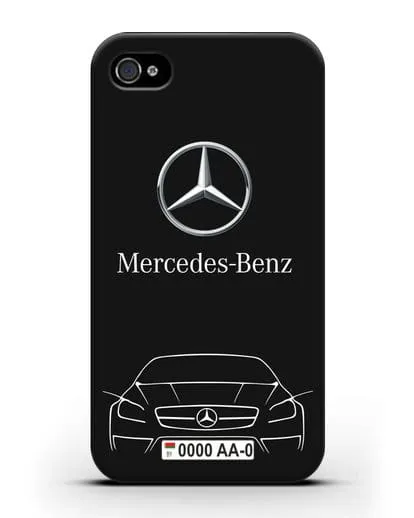 Чехол Mercedes Benz с автомобильным номером силиконовый для iPhone 4/4s