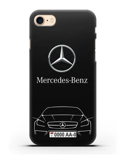 Чехол Mercedes Benz с автомобильным номером силиконовый для iPhone 8