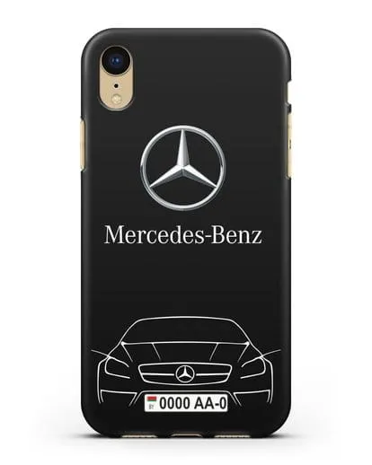 Чехол Mercedes Benz с автомобильным номером силиконовый для iPhone XR
