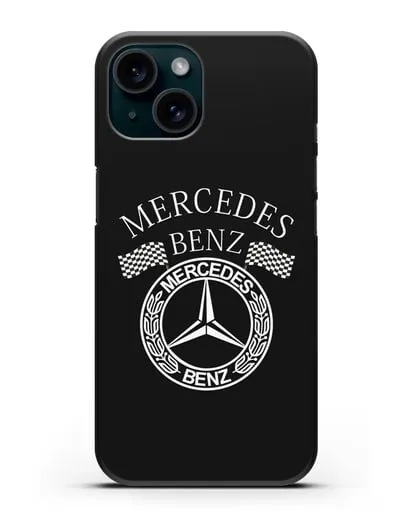 Чехол с надписью и логотипом Мерседес Бенц силиконовый для iPhone 15