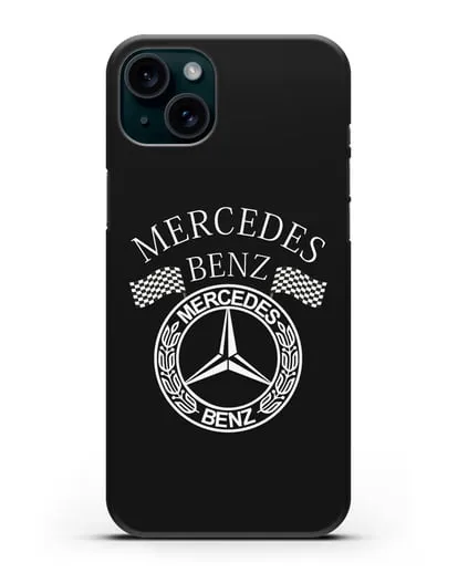Чехол с надписью и логотипом Мерседес Бенц силиконовый для iPhone 15 Plus