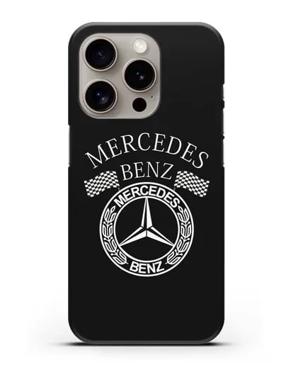 Чехол с надписью и логотипом Мерседес Бенц силиконовый для iPhone 15 Pro