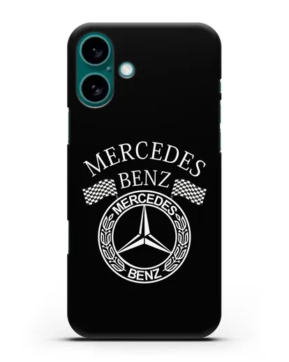 Чехол с надписью и логотипом Мерседес Бенц силиконовый для iPhone 16 Plus