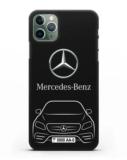 Чехол Mercedes Benz E-класс с автомобильным номером силиконовый для iPhone 11 Pro Max