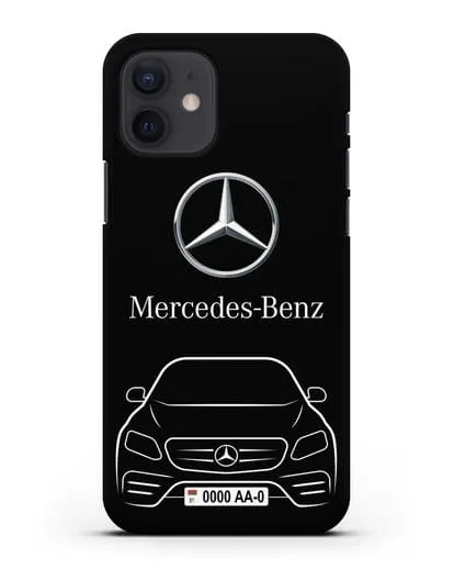 Чехол Mercedes Benz E-класс с автомобильным номером силиконовый для iPhone 12