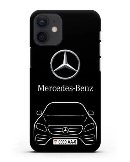 Чехол Mercedes Benz E-класс с автомобильным номером силиконовый для iPhone 12 mini