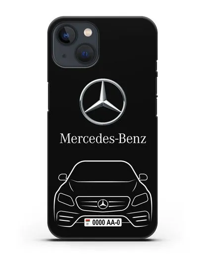 Чехол Mercedes Benz E-класс с автомобильным номером силиконовый для iPhone 13 Mini