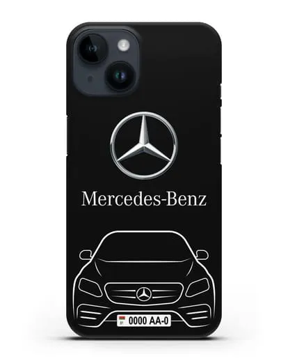 Чехол Mercedes Benz E-класс с автомобильным номером силиконовый для iPhone 14