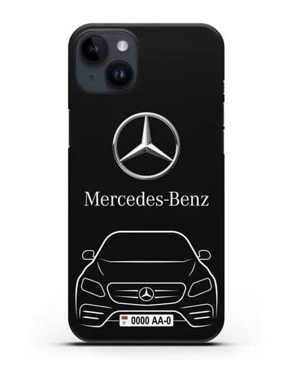 Чехол Mercedes Benz E-класс с автомобильным номером силиконовый для iPhone 14 Plus
