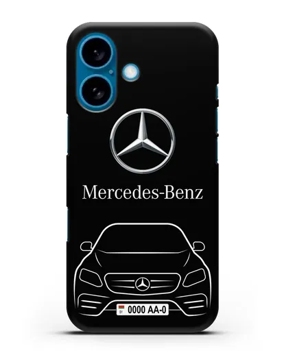 Чехол Mercedes Benz E-класс с автомобильным номером силиконовый для iPhone 16