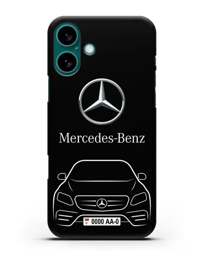 Чехол Mercedes Benz E-класс с автомобильным номером силиконовый для iPhone 16 Plus