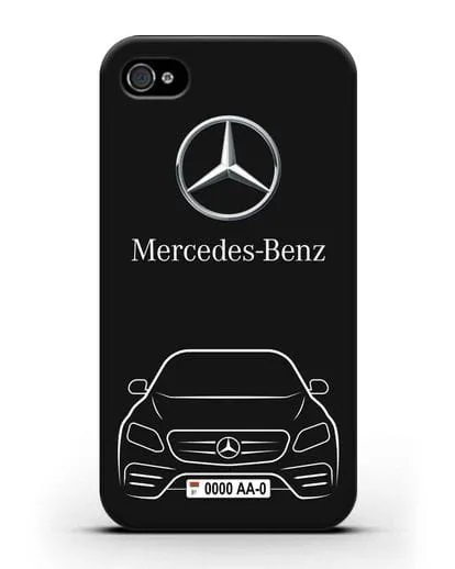 Чехол Mercedes Benz E-класс с автомобильным номером силиконовый для iPhone 4/4s