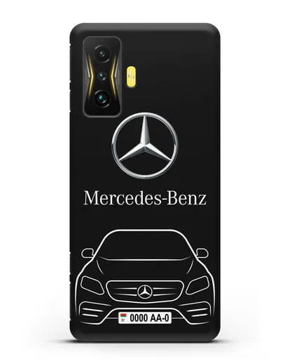 Чехол Mercedes Benz E-класс с автомобильным номером силиконовый для Xiaomi Poco F4 GT