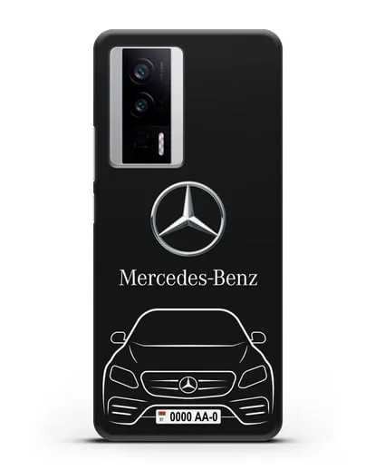 Чехол Mercedes Benz E-класс с автомобильным номером силиконовый для Xiaomi Poco F5 Pro