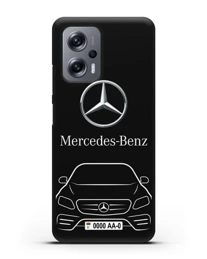 Чехол Mercedes Benz E-класс с автомобильным номером силиконовый для Xiaomi Poco X4 GT