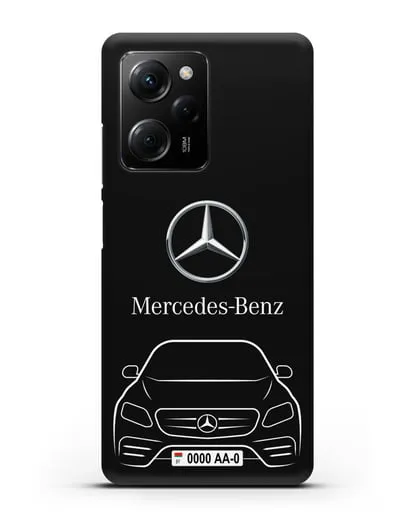 Чехол Mercedes Benz E-класс с автомобильным номером силиконовый для Xiaomi Poco X5 Pro