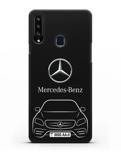 Чехол Mercedes Benz E-класс с автомобильным номером силиконовый для Samsung Galaxy A20s [SM-A207FN]
